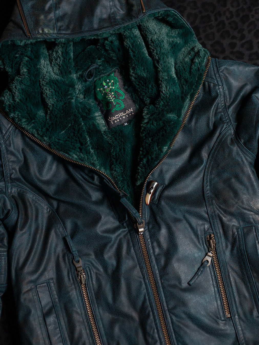 Jacket Men / Fake Leather Ultra FUR - Bottlgreen Snake SANDOKAN